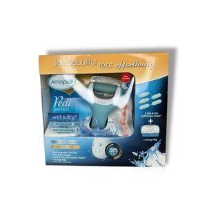 Amope Pedi Perfect Wet Dry Rechargeable Foot File With 5 Refill Roller Heads